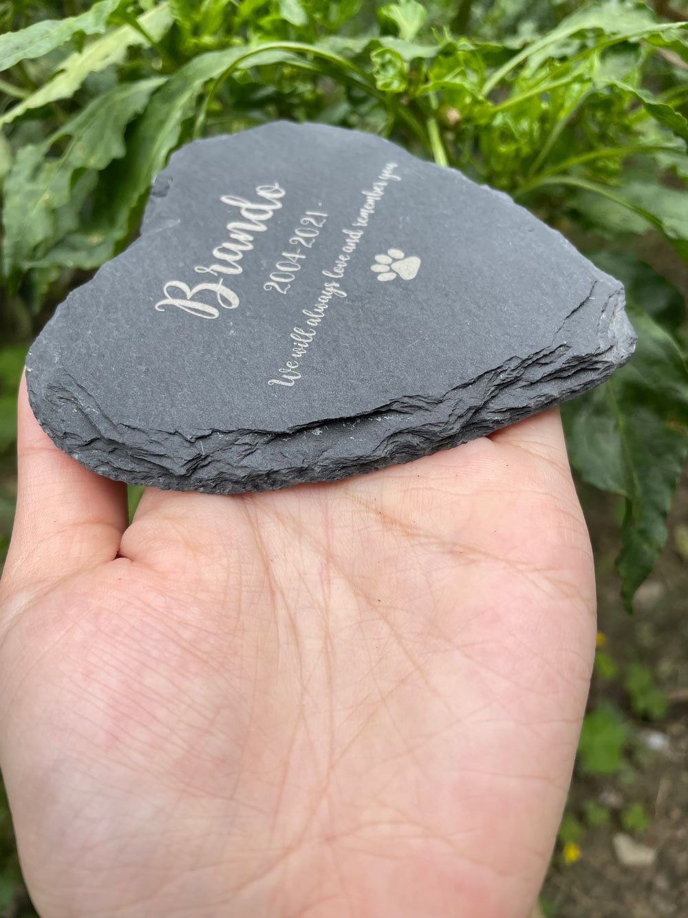 Pet Grave Stone, Engraved Heart Rock with Pets Name, Pet Loss Gift