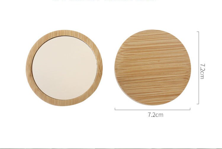 Custom Bamboo Compact Mirror, Personalized Round Pocket Mirror