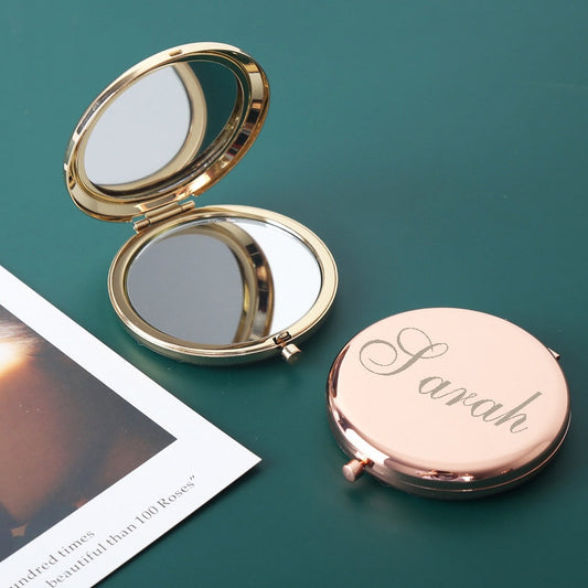 Personalized Bridesmaid Mirrors, Metal Pocket Mirror