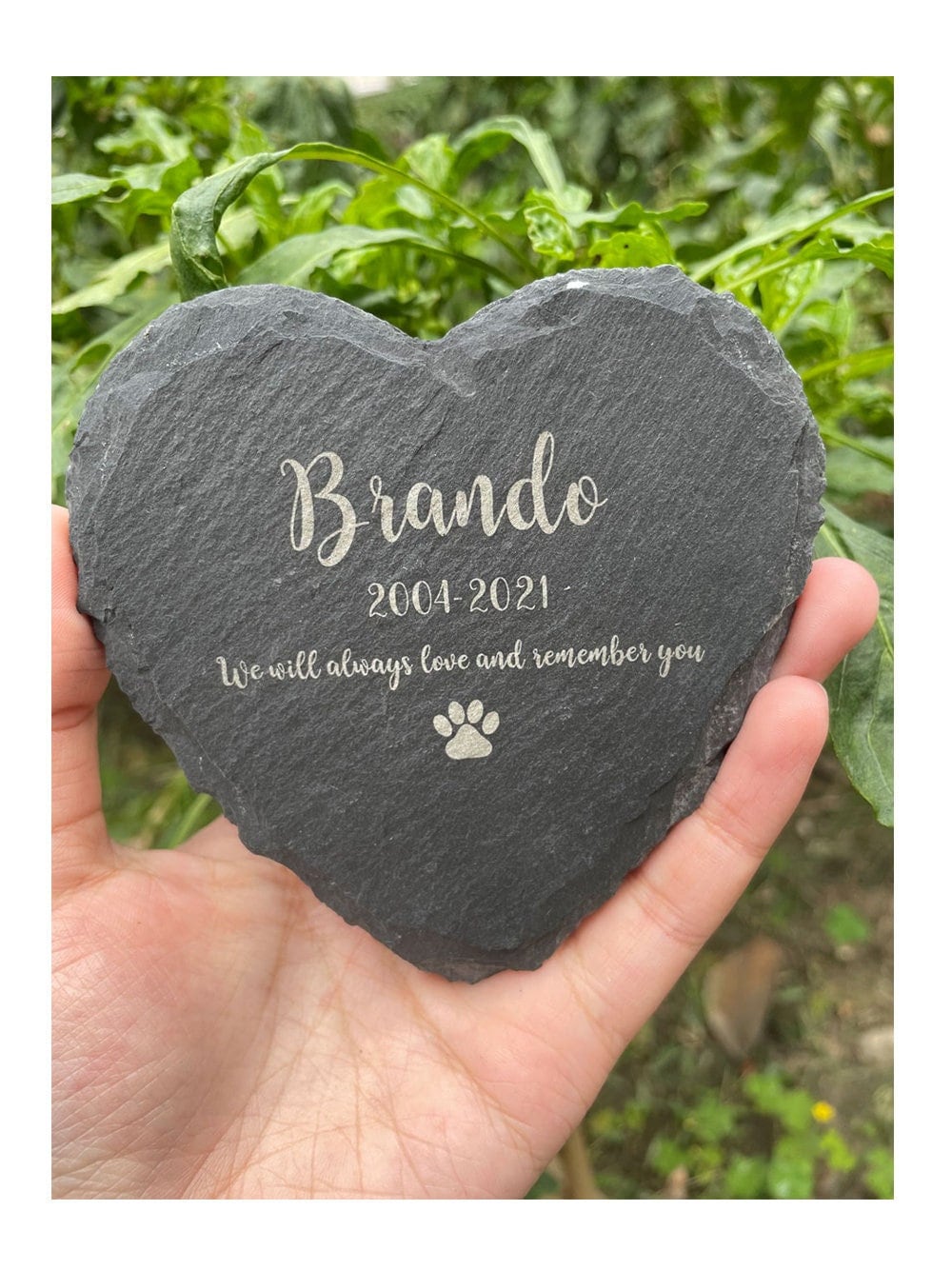 Pet Grave Stone, Engraved Heart Rock with Pets Name, Pet Loss Gift