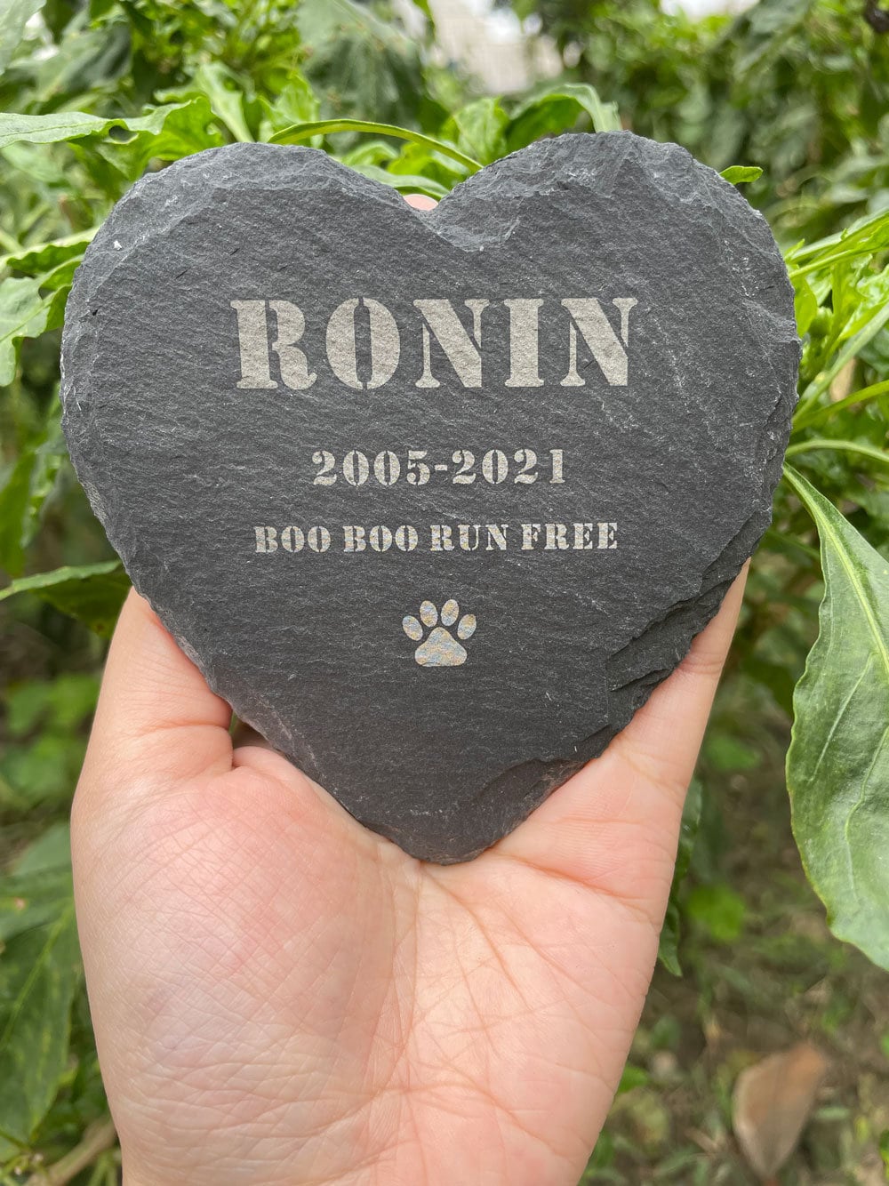 Pet Grave Stone, Engraved Heart Rock with Pets Name, Pet Loss Gift