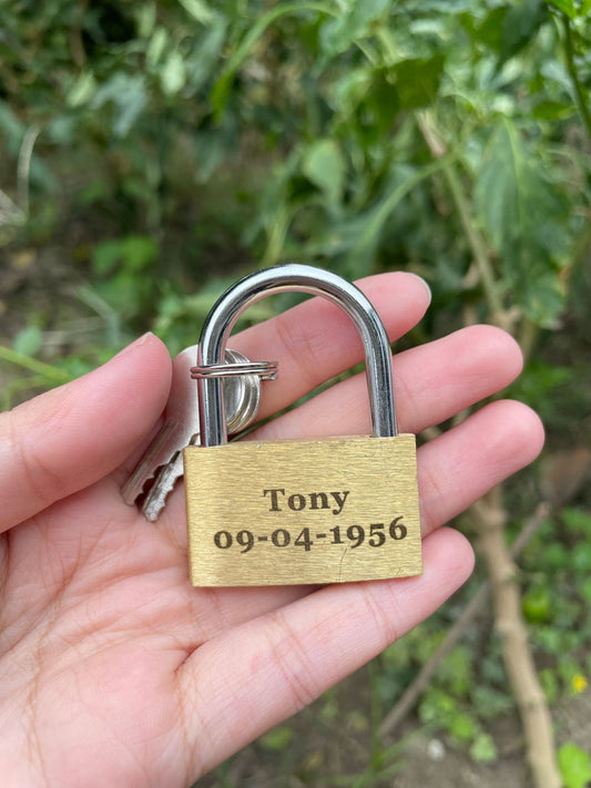 Personalized Brass Keyed Small Padlock Love Lock