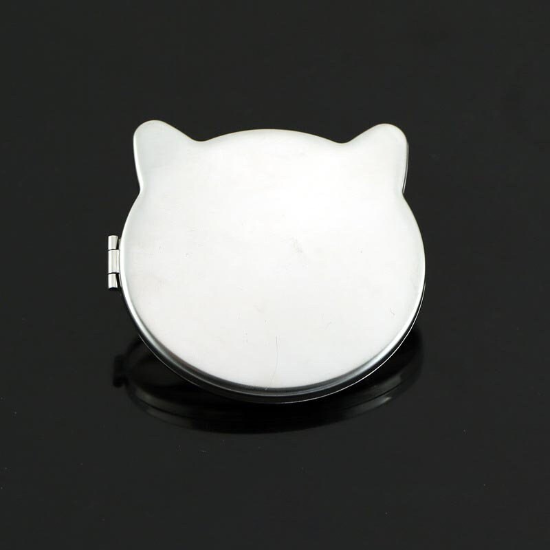 Personalized Engraved Silver Heart Compact Mirror Favor, Custom Cat Pocket Mirror