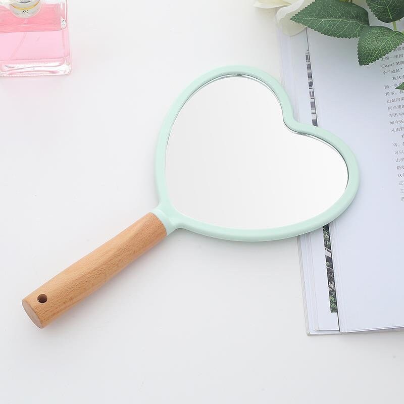 Custom Heart Handheld Makeup Mirror, Personalized Heart Mirror Wood Handle, Engraved Bridesmaid Gift,Party Favor Wedding Gifts, Gift for Her