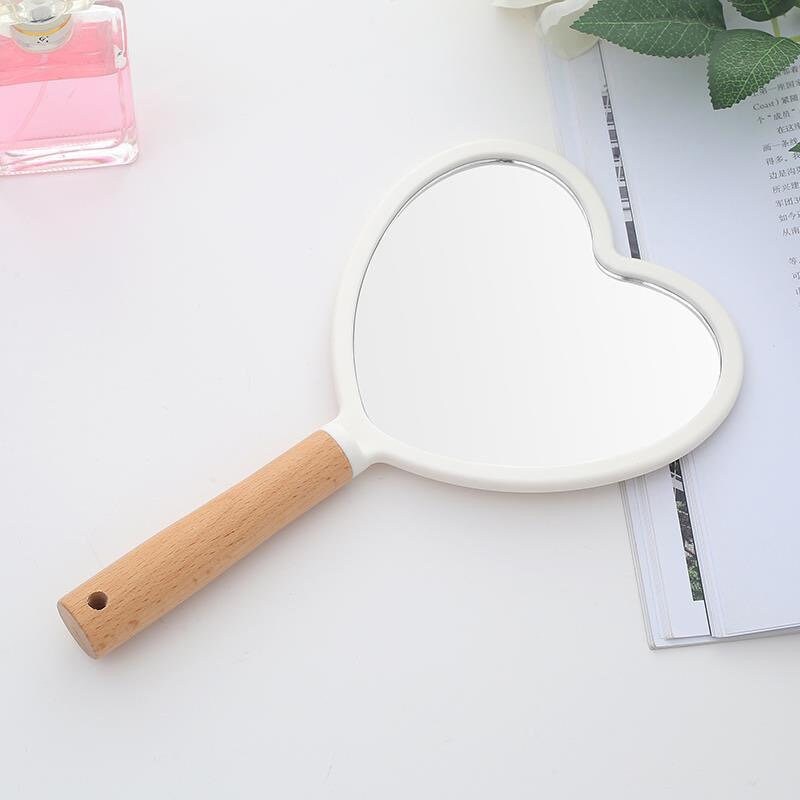 Custom Heart Handheld Makeup Mirror, Personalized Heart Mirror Wood Handle, Engraved Bridesmaid Gift,Party Favor Wedding Gifts, Gift for Her