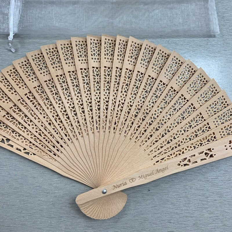 wood wedding fans