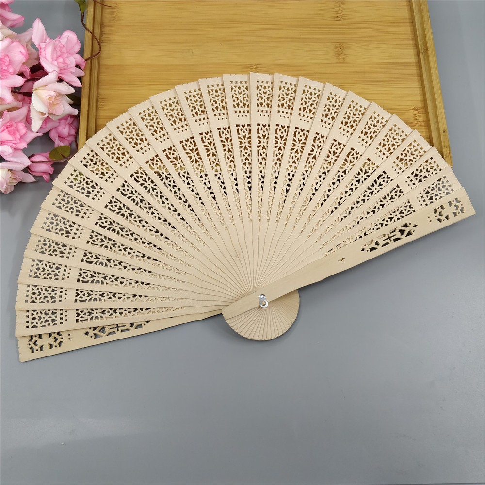 Personalized Wedding Hand Fans Engraved Sandalwood Fans