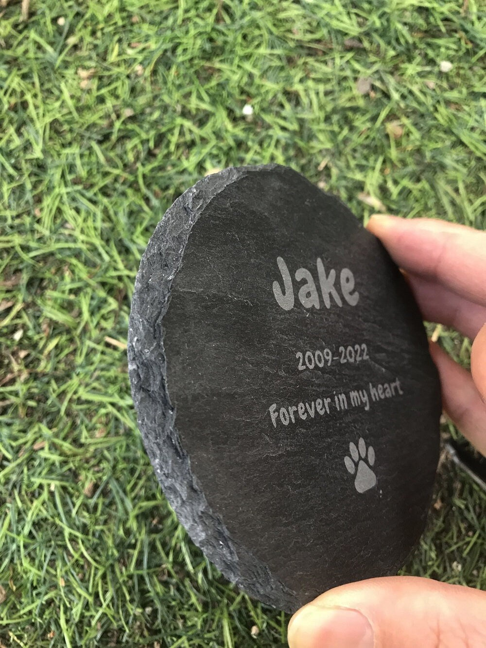 Engraved Round Rock with Pets Name, Pet Loss Gift