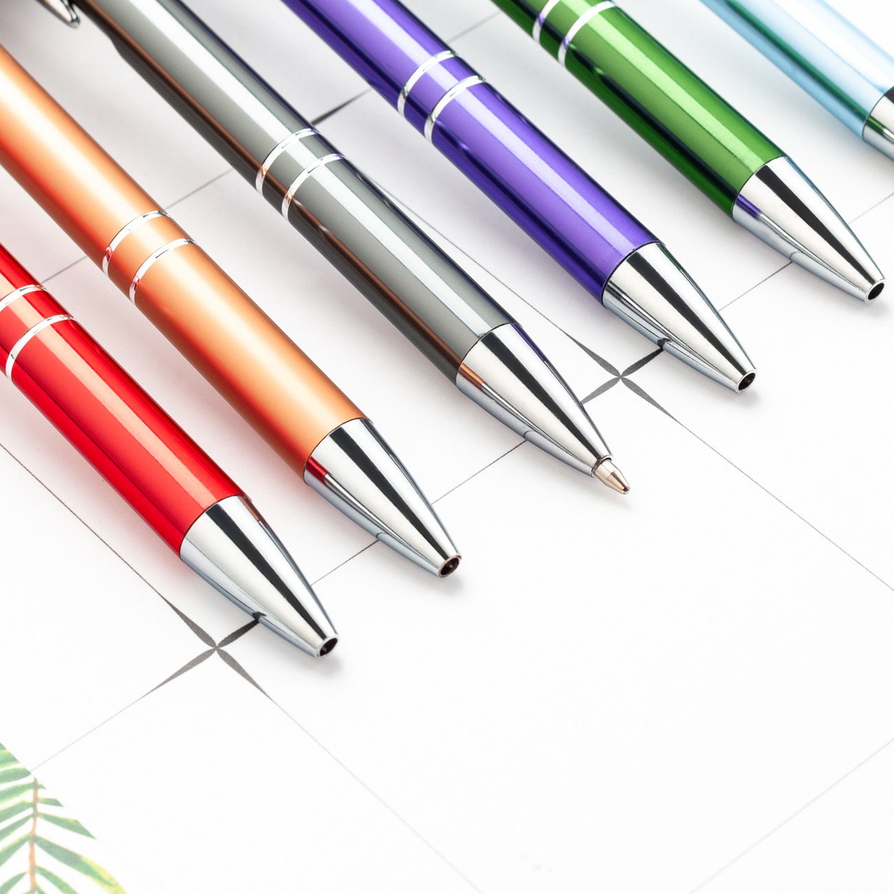 10 Colors Personalized Metal Business Pens, Custom Laser Engraved Ballpoint Pens