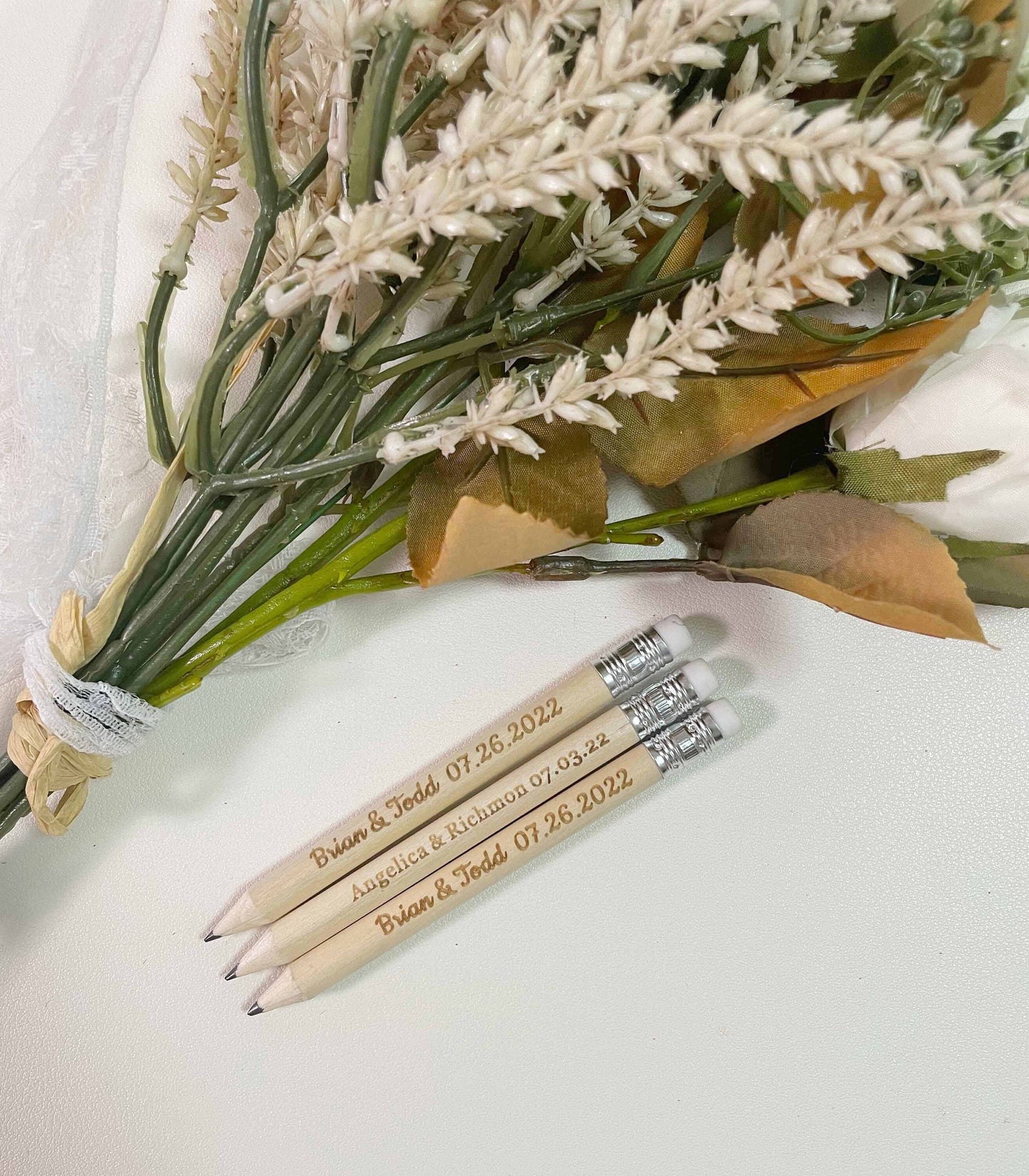 Personalized Mini Pencils, Pencil Save the Dates, Custom Engraved Pencil, Wedding Favor for Guests, Wedding Gift,