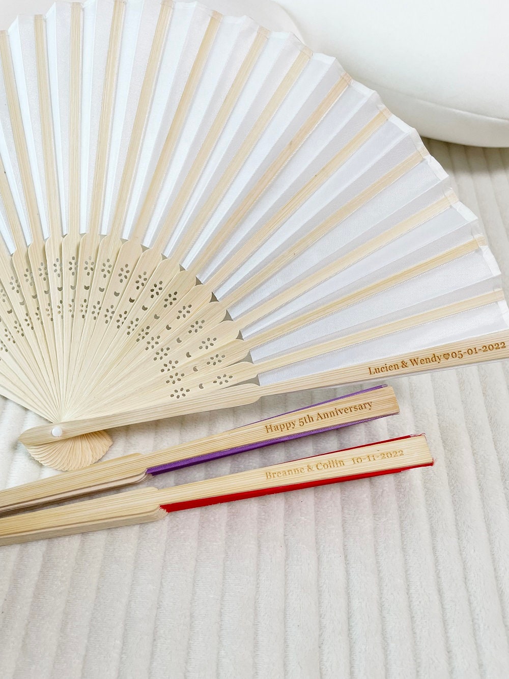 Laser Engraved Personalized Silk Wedding Fans, Wedding Bridal Party Favors Special Event Fans