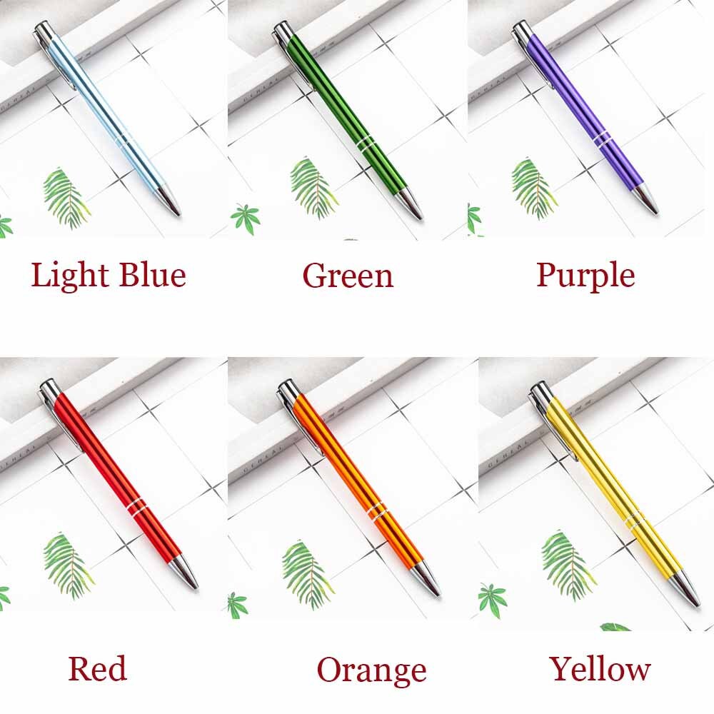 10 Colors Personalized Metal Business Pens, Custom Laser Engraved Ballpoint Pens