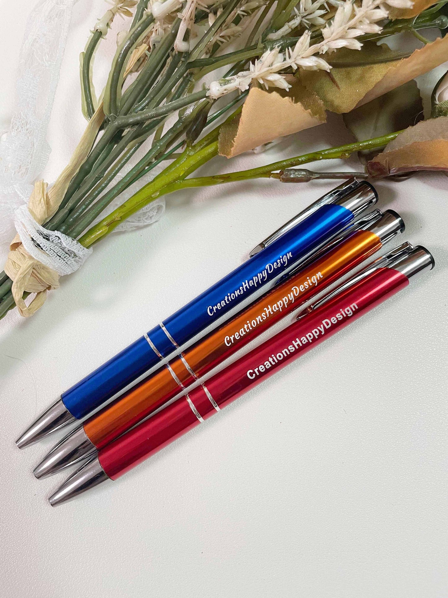 10 Colors Personalized Metal Business Pens, Custom Laser Engraved Ballpoint Pens