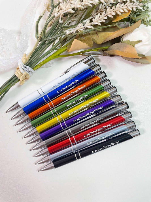 10 Colors Personalized Metal Business Pens, Custom Laser Engraved Ballpoint Pens