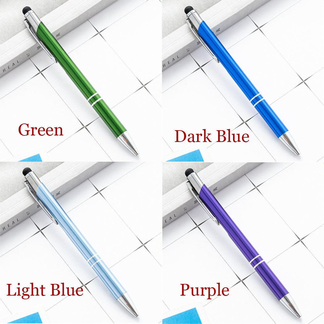 Personalized Metal Ballpoint Pen, Soft Black Ink with Stylus Tip