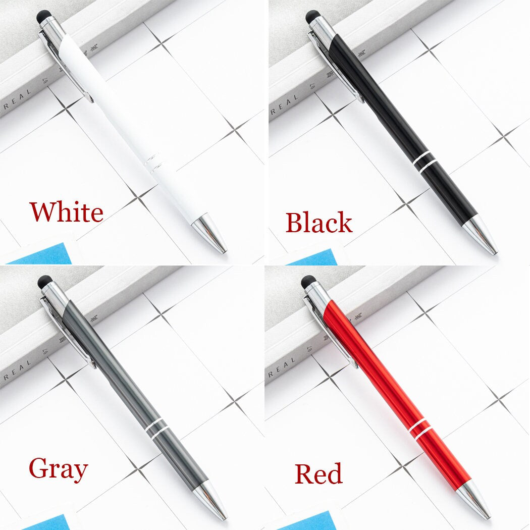 Personalized Metal Ballpoint Pen, Soft Black Ink with Stylus Tip