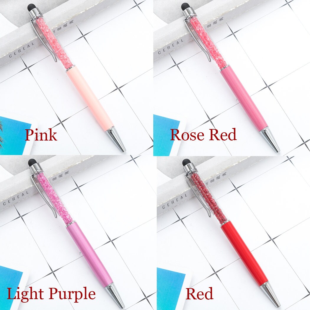 Personalized Crystal Pens with Stylus, Metal Gem Pen