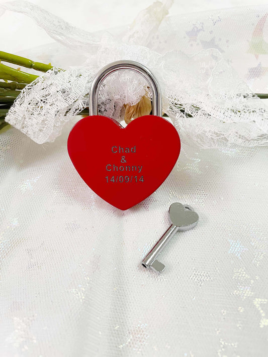 Personalised Red Heart Padlock, Custom Love Padlock