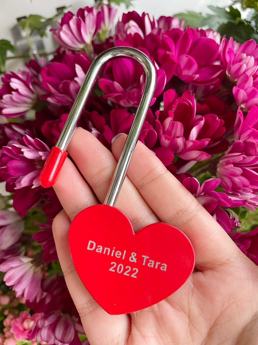 Personalized Red Love Lock - Heart Shape Love Lock, Paris Padlock