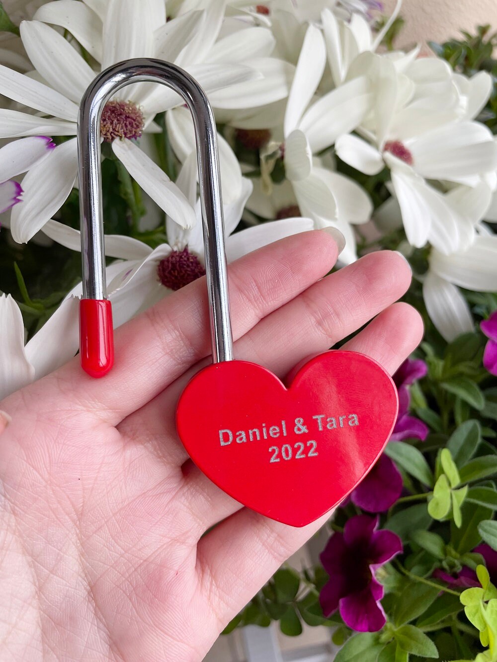 Personalized Red Love Lock - Heart Shape Love Lock, Paris Padlock