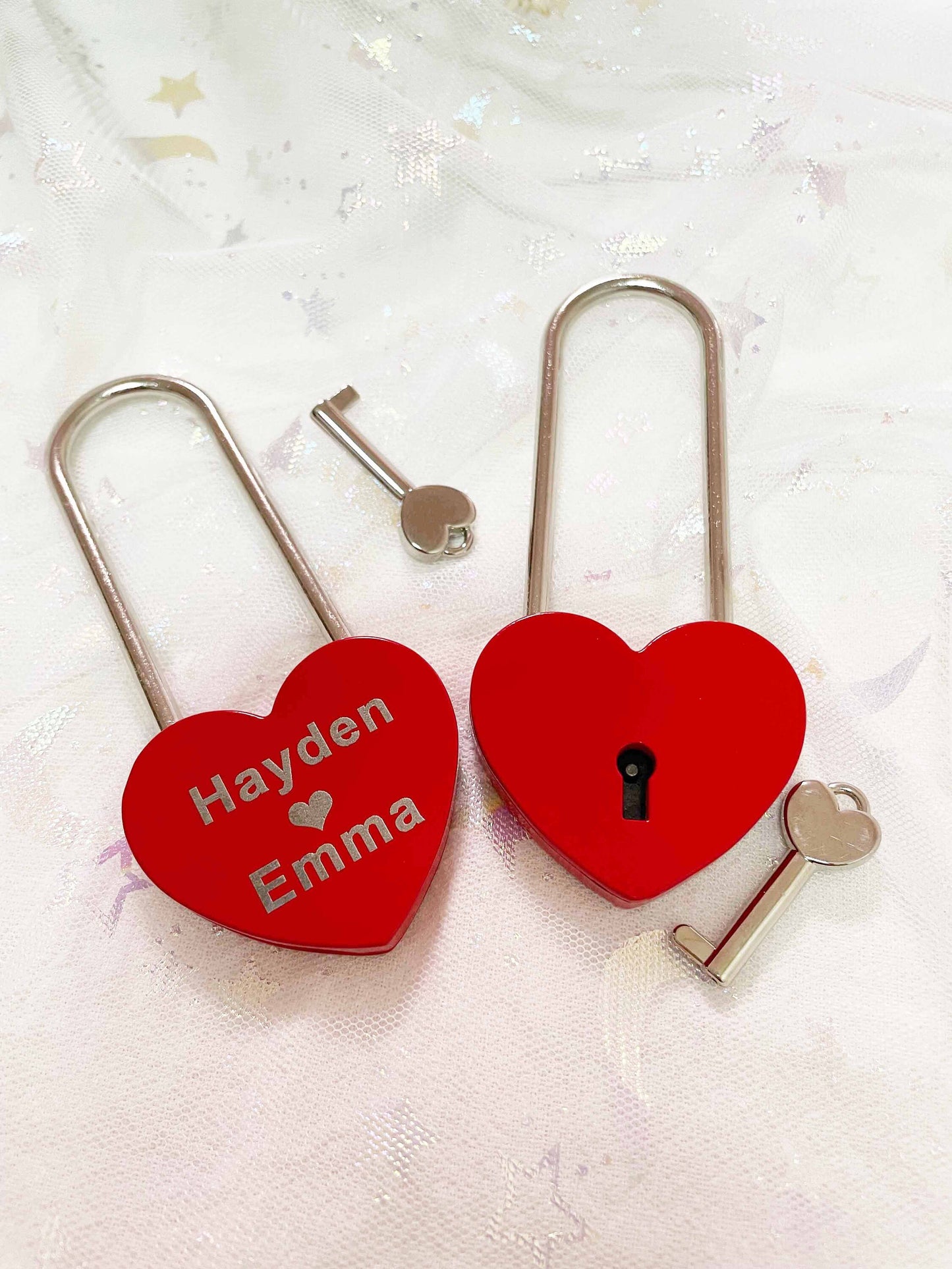 Personalised Red Heart Padlock with Key