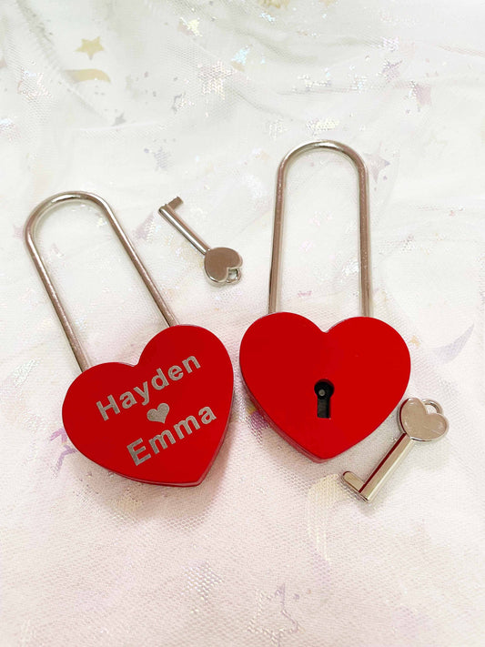 Personalised Red Heart Padlock with Key