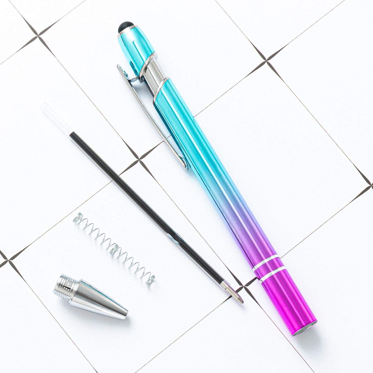 Personalized Metal Ballpoint Pen, Black Ink with Stylus Tip