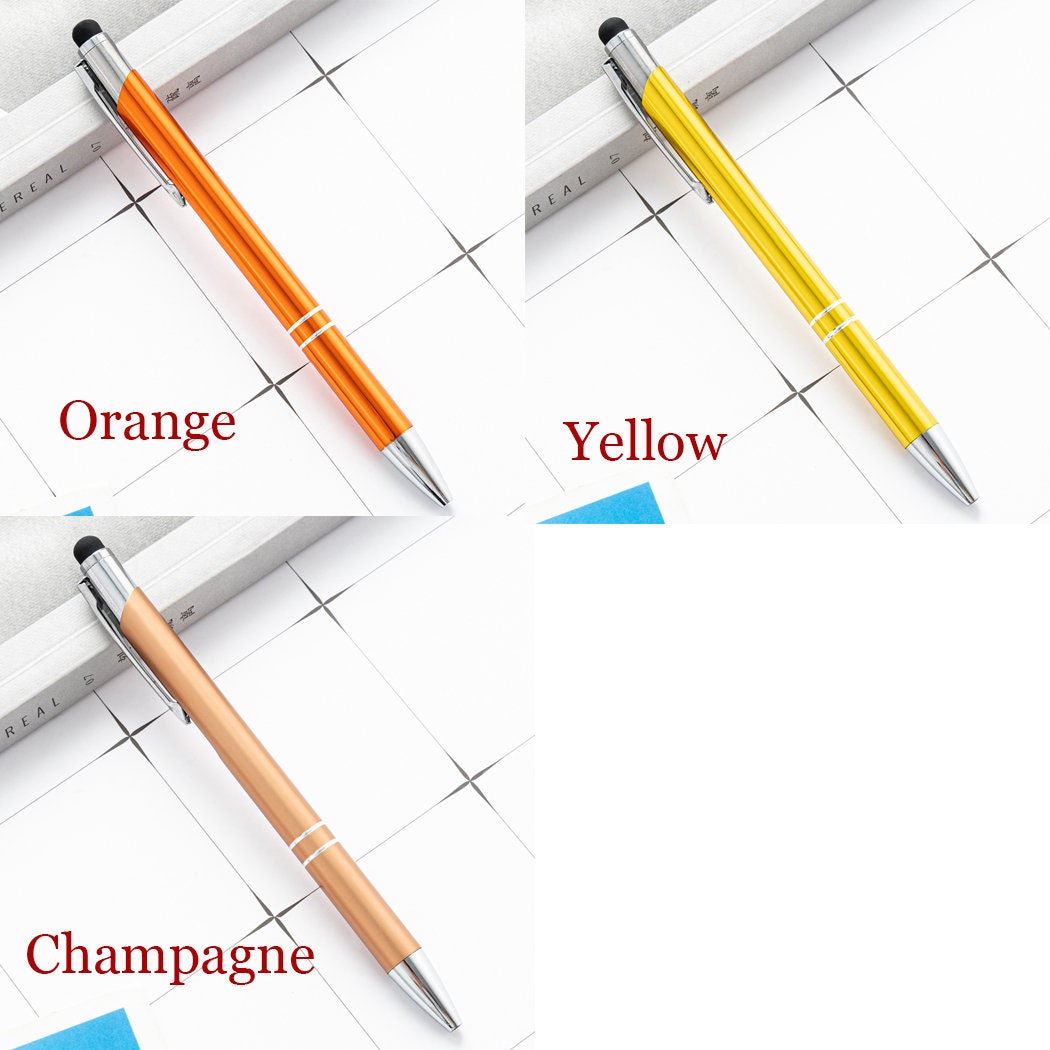 Personalized Metal Ballpoint Pen, Soft Black Ink with Stylus Tip