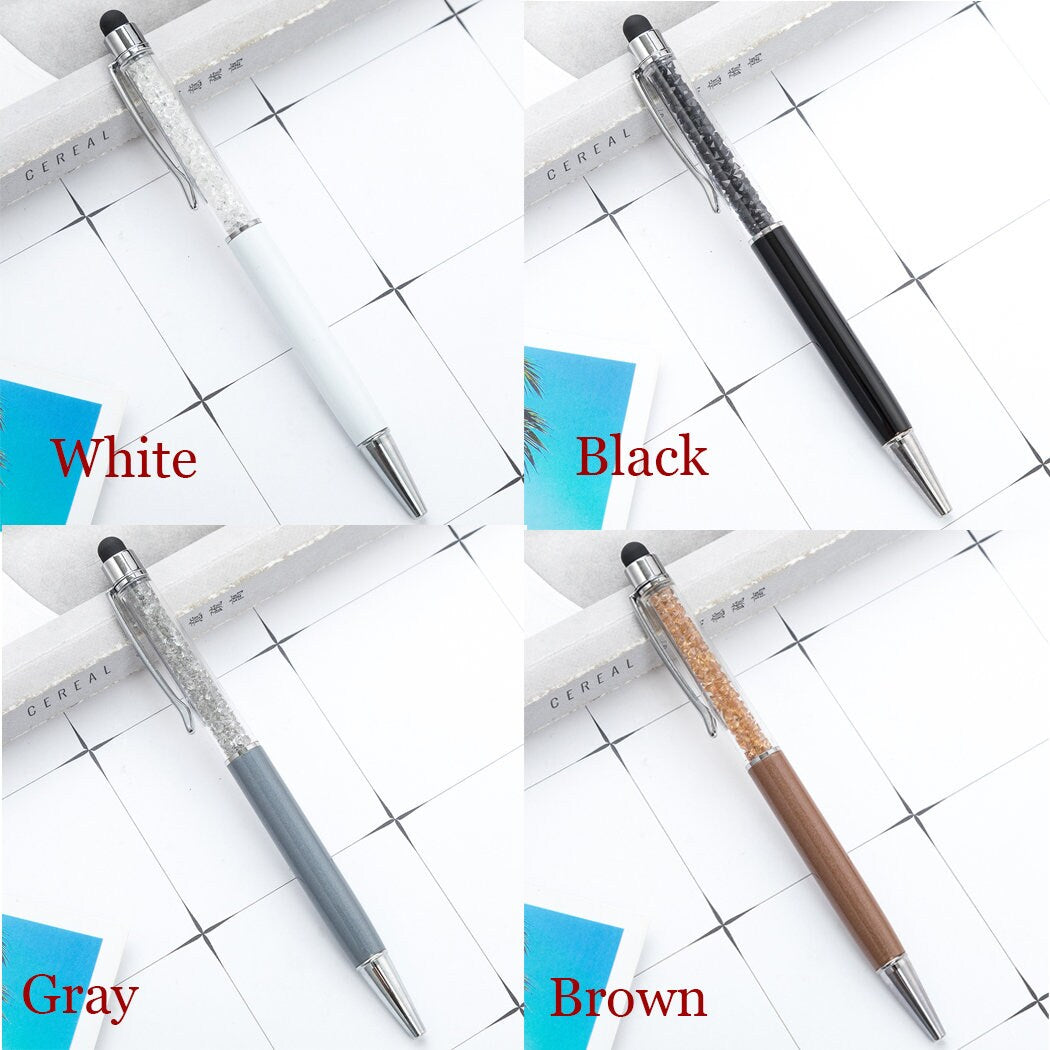 Personalized Crystal Pens with Stylus, Metal Gem Pen