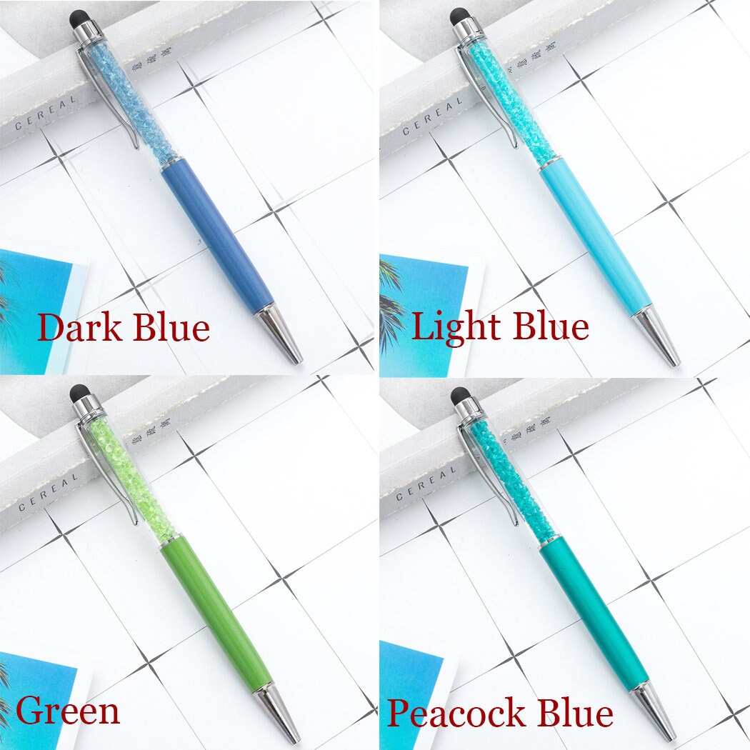 Personalized Crystal Pens with Stylus, Metal Gem Pen