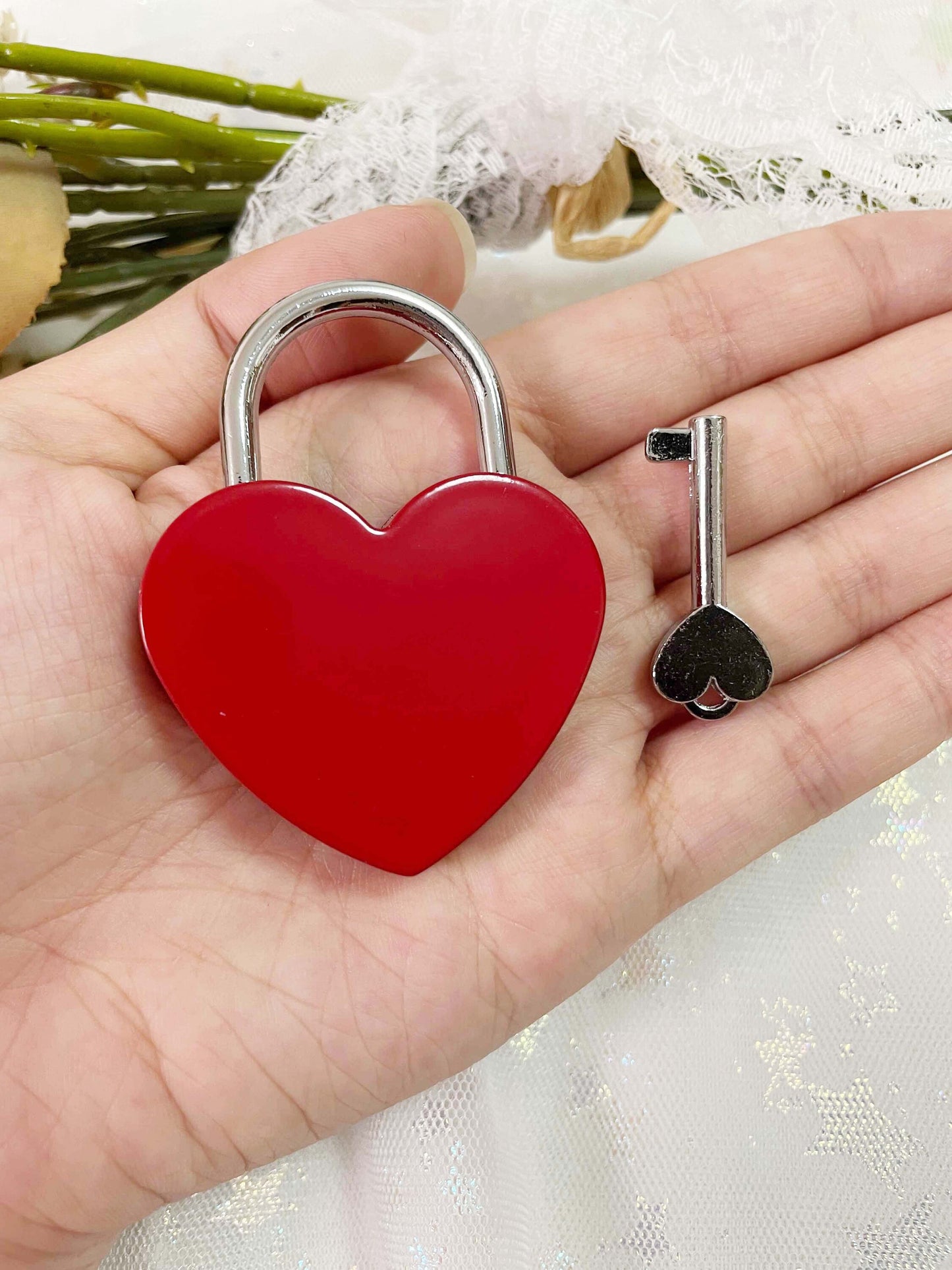 Personalised Red Heart Padlock, Custom Love Padlock