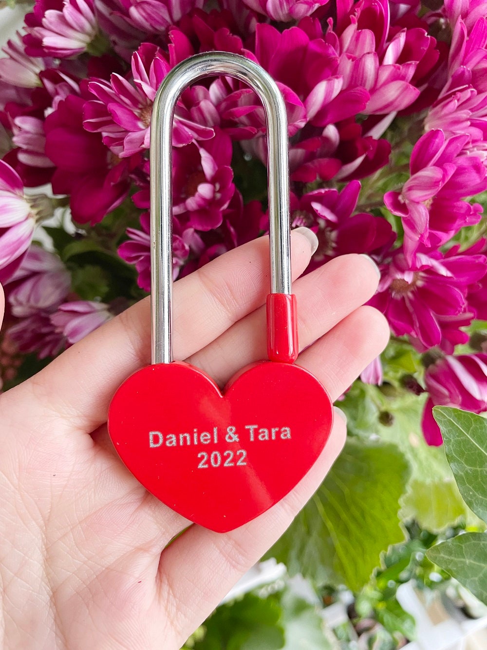 Personalized Red Love Lock - Heart Shape Love Lock, Paris Padlock