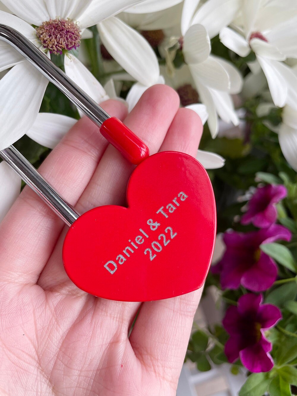 Personalized Red Love Lock - Heart Shape Love Lock, Paris Padlock