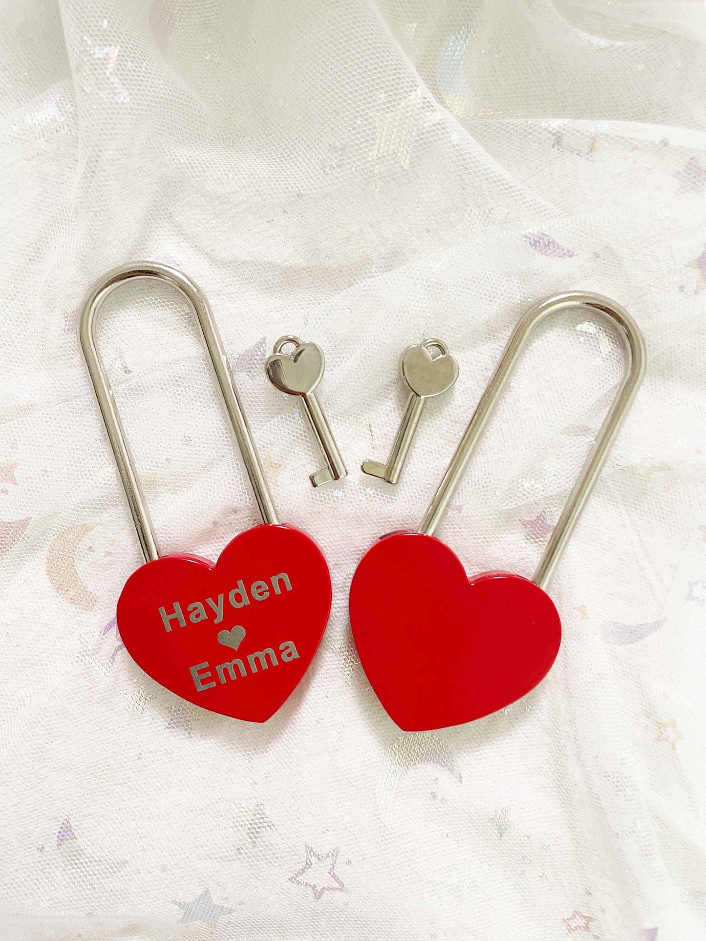 Personalised Red Heart Padlock with Key