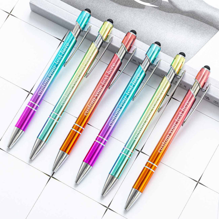 Personalized Metal Ballpoint Pen, Black Ink with Stylus Tip