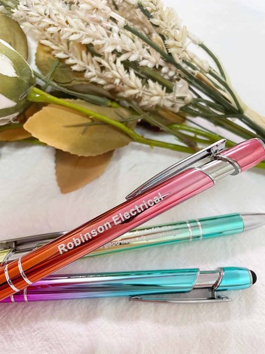 Personalized Metal Ballpoint Pen, Black Ink with Stylus Tip