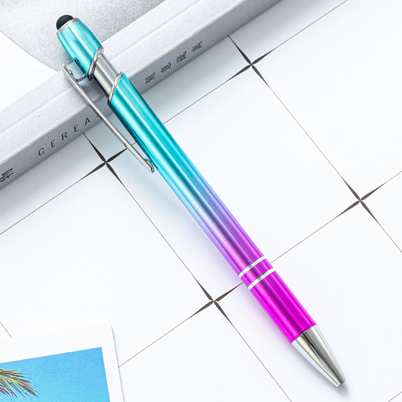 Personalized Metal Ballpoint Pen, Black Ink with Stylus Tip