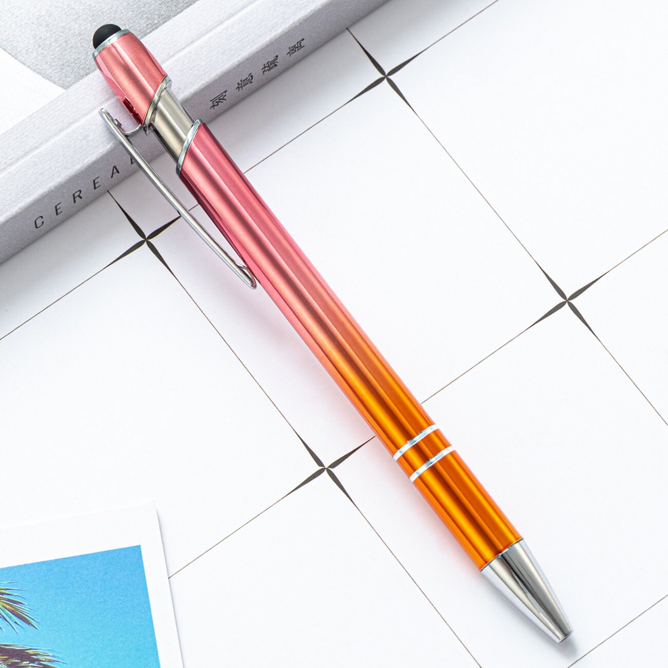 Personalized Metal Ballpoint Pen, Black Ink with Stylus Tip