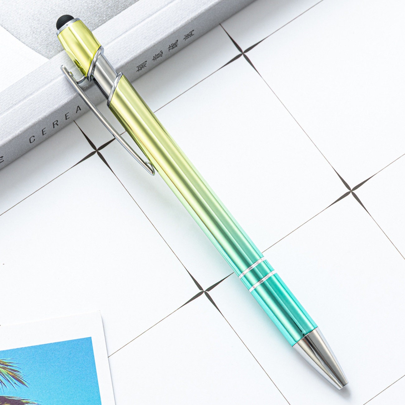 Personalized Metal Ballpoint Pen, Black Ink with Stylus Tip