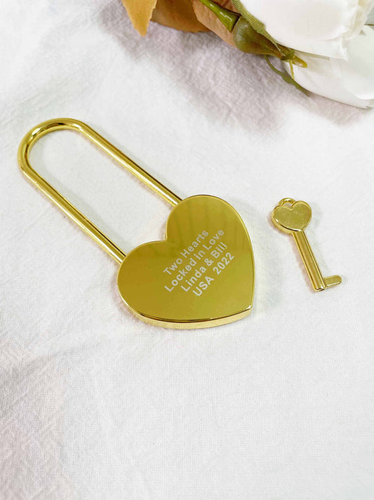 Customized Engagement Gold Love Lock, Paris Padlock