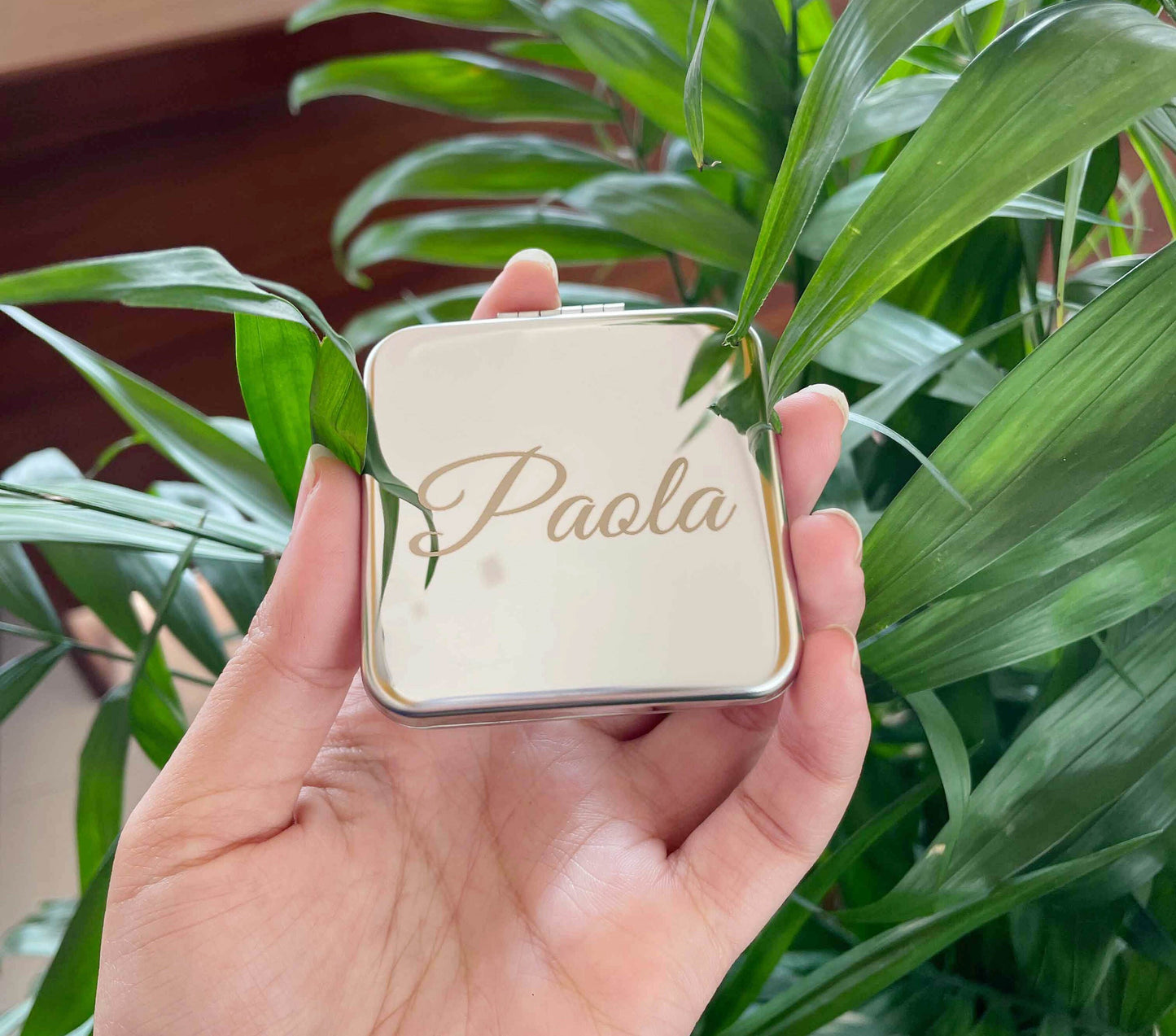 Custom Engraved Name Pocket Mirror-Bridesmaid Maid of Honor Wedding Gifts