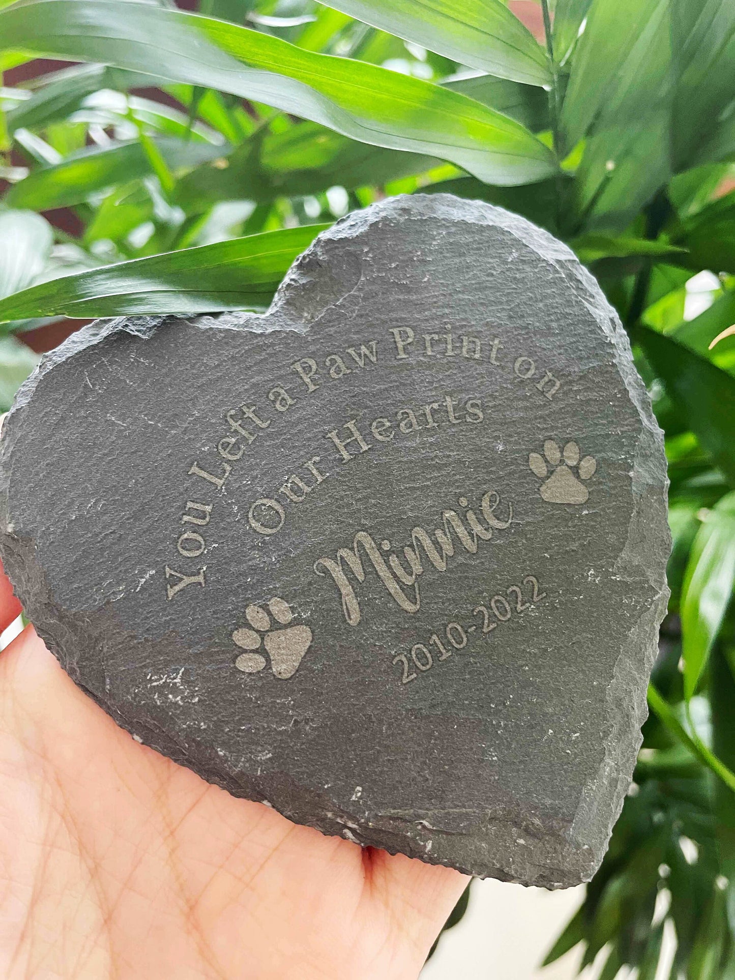 Pet Memorial Stone, 4" 6" Heart Shape Dog Cat Memorial Plaque