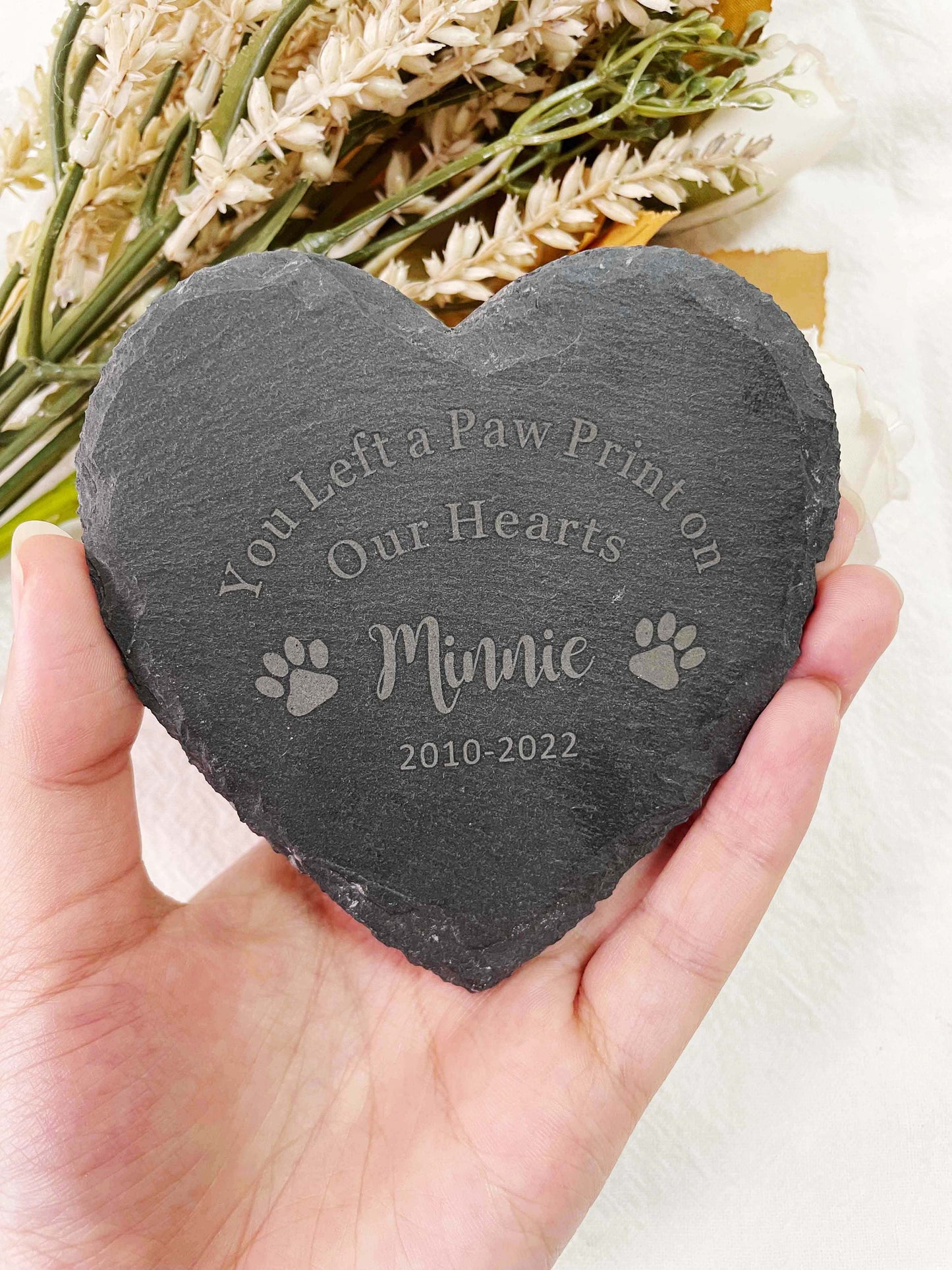 Pet Memorial Stone, 4" 6" Heart Shape Dog Cat Memorial Plaque