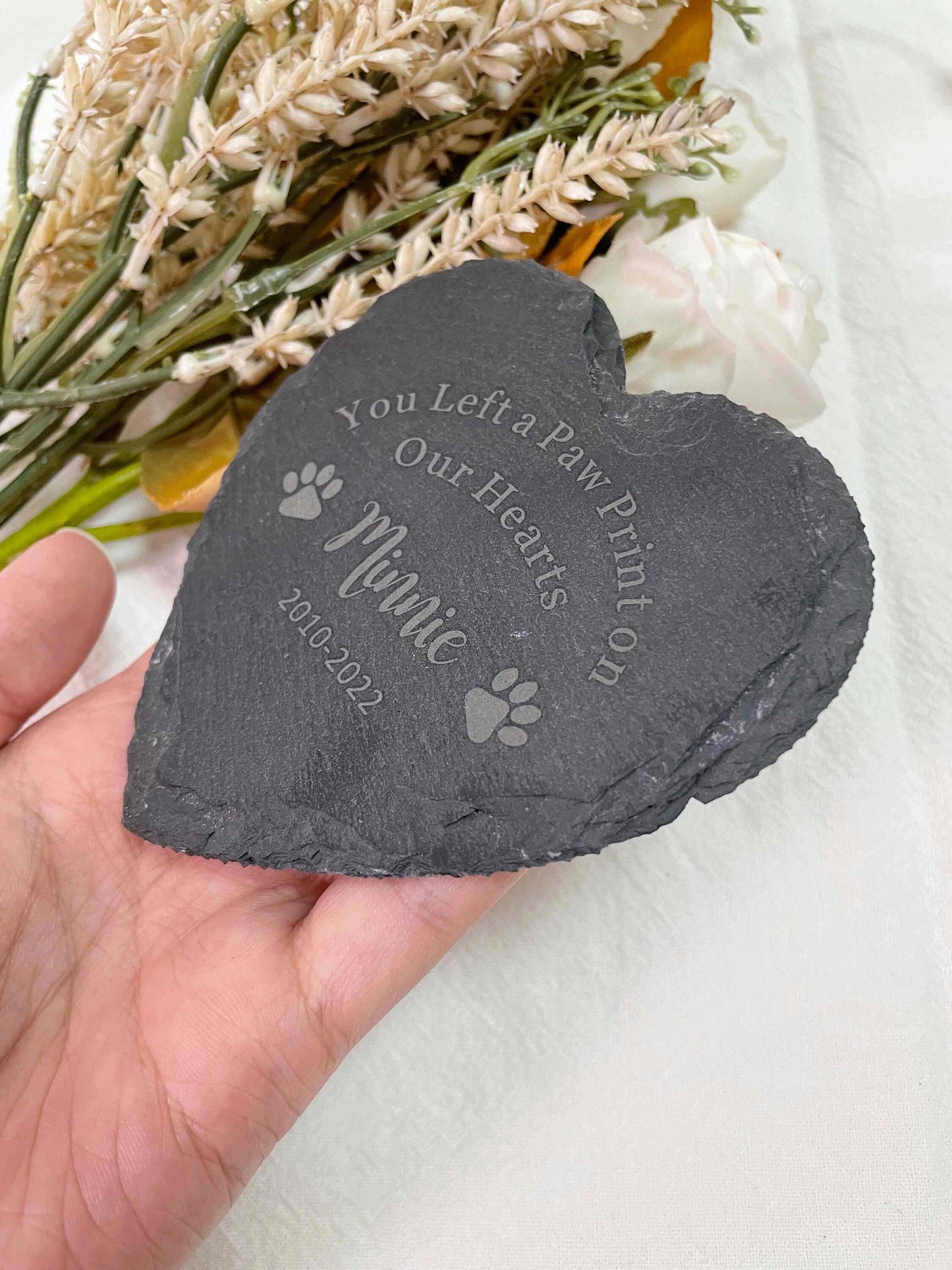 Pet Memorial Stone, 4" 6" Heart Shape Dog Cat Memorial Plaque