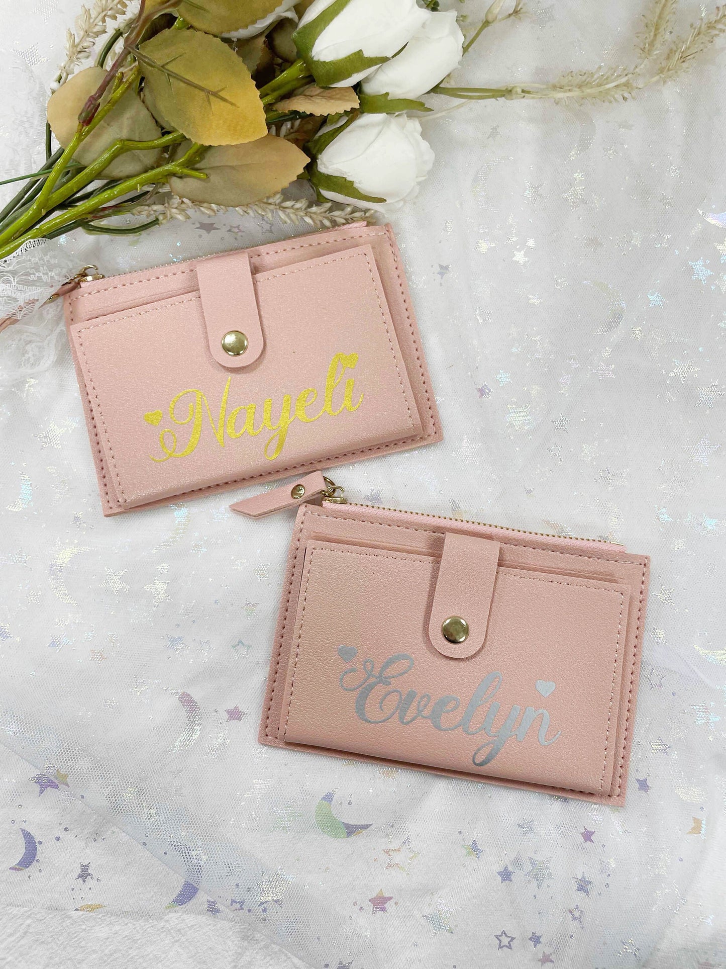 Personalized Wallet with Name, Custom Small Leather Wallet for Girls Women, Mother's Day Gift for Her Bridesmaid Gift, Girlfriend Wife Gifts