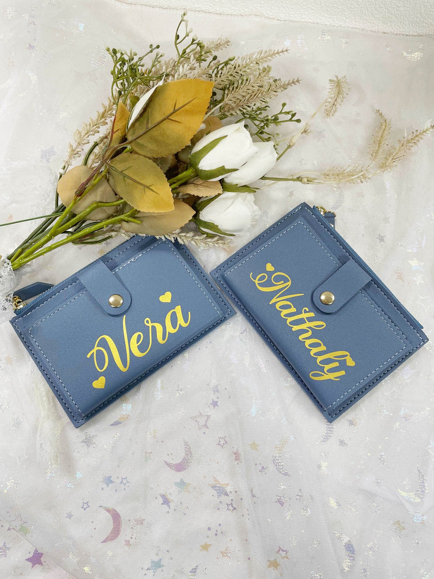 Personalized Wallet with Name, Custom Small Leather Wallet for Girls Women, Mother's Day Gift for Her Bridesmaid Gift, Girlfriend Wife Gifts