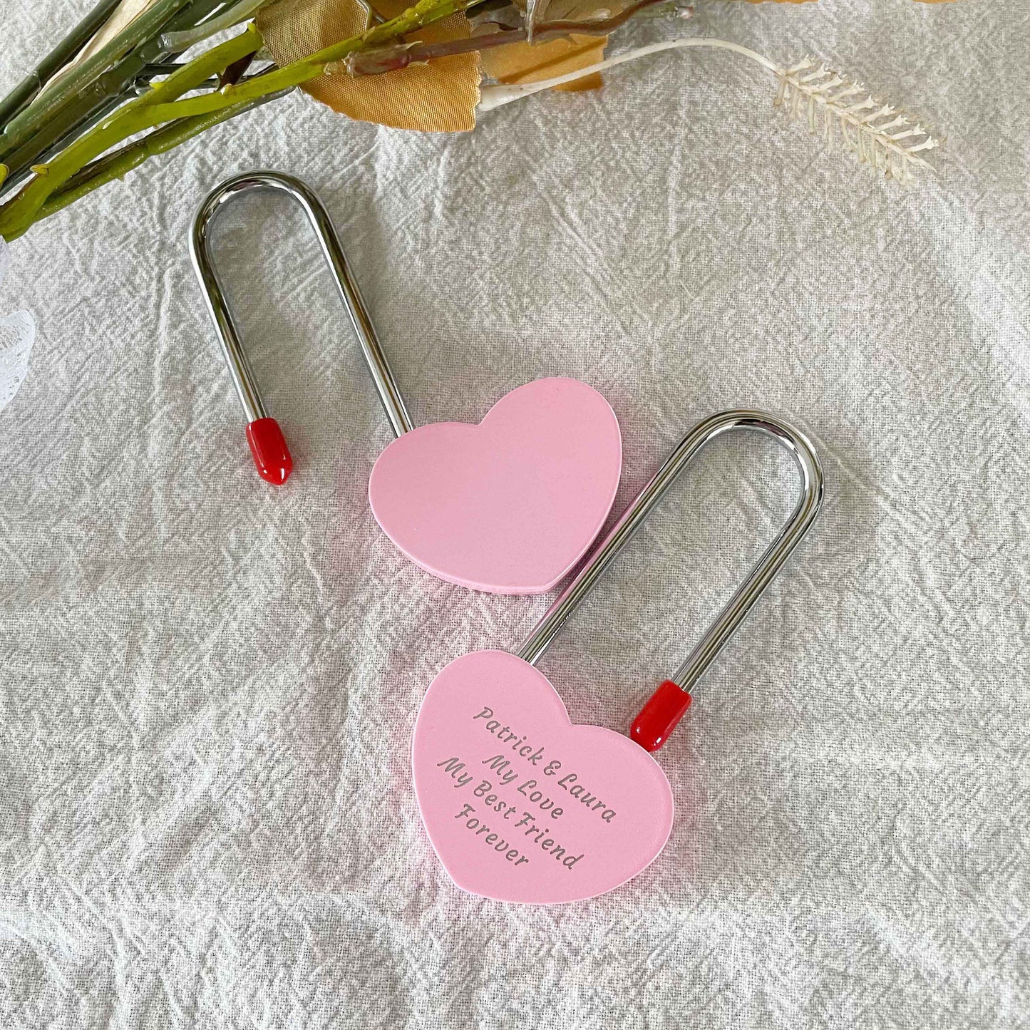 Pink Love Lock, Personalised Heart Padlock, Custom Love Padlock