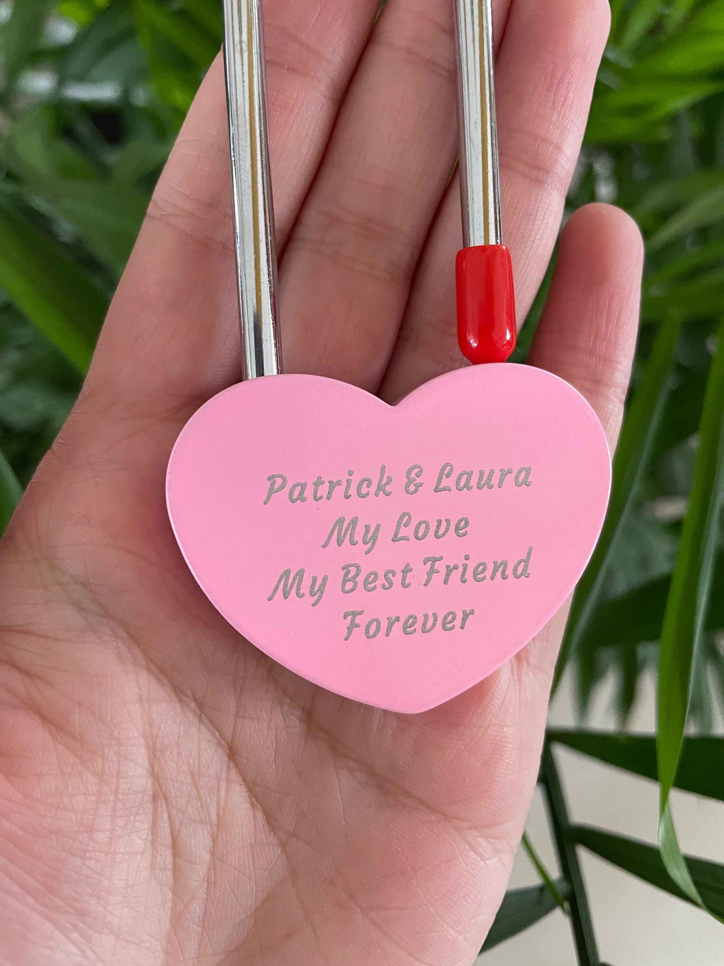 Pink Love Lock, Personalised Heart Padlock, Custom Love Padlock