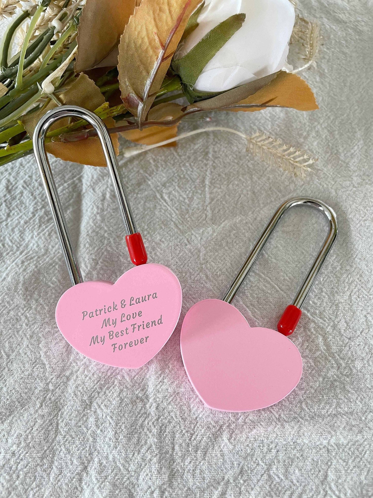 Pink Love Lock, Personalised Heart Padlock, Custom Love Padlock