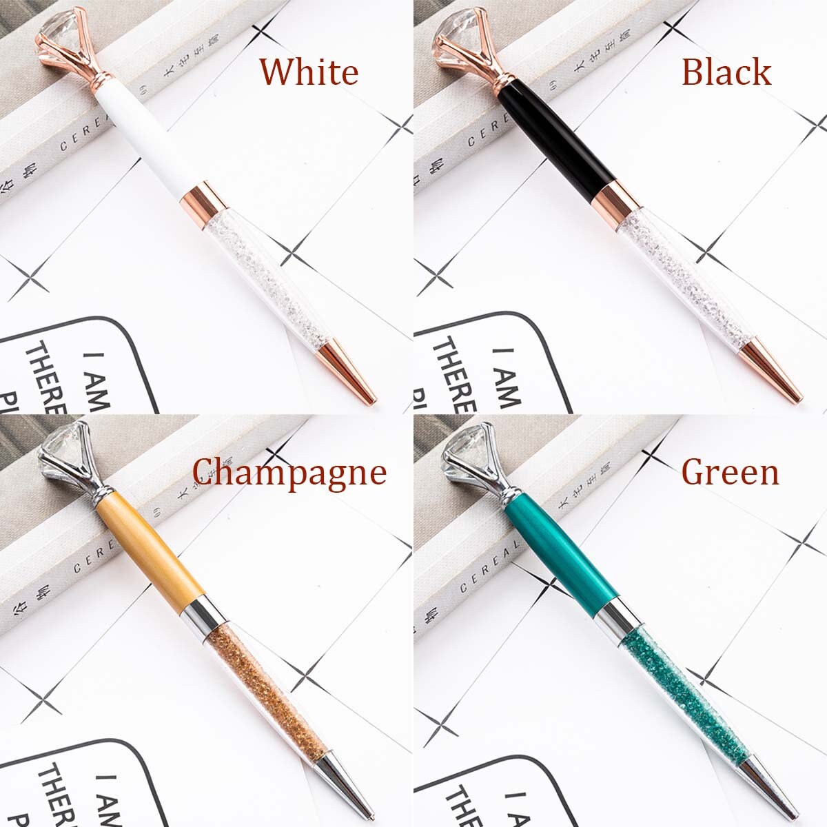 Personalized Diamond Pens Custom Engraved, Crystal Metal Ballpoint Pens